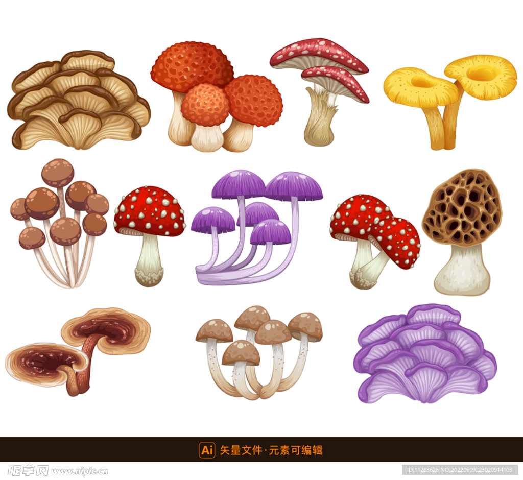 卡通蘑菇矢量插画