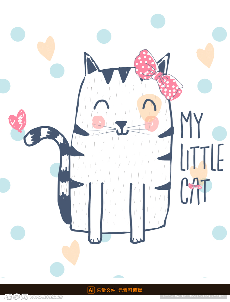 猫咪可爱手绘素材