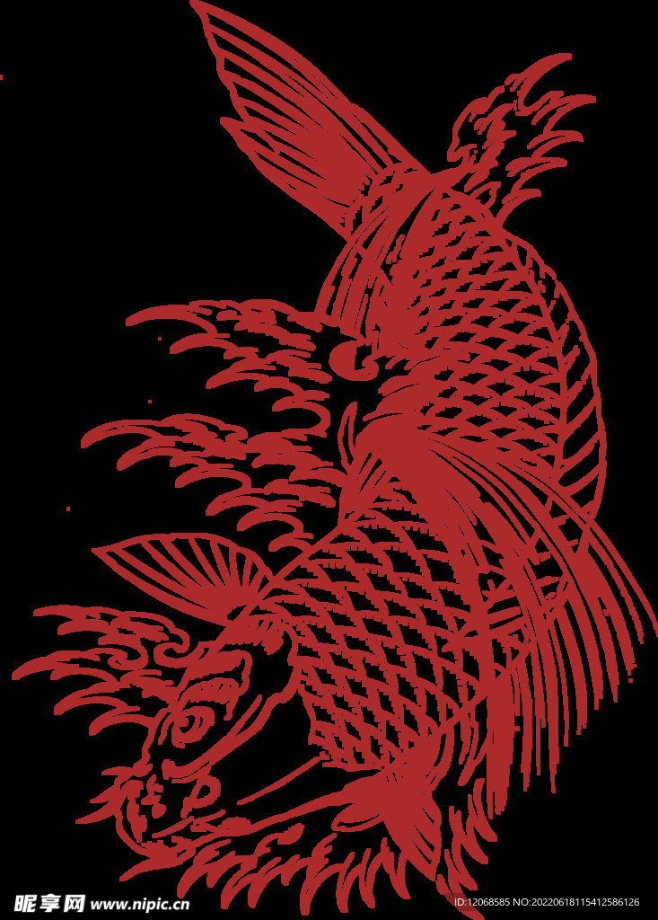 鲤鱼 锦鲤 窗花 传统 花纹