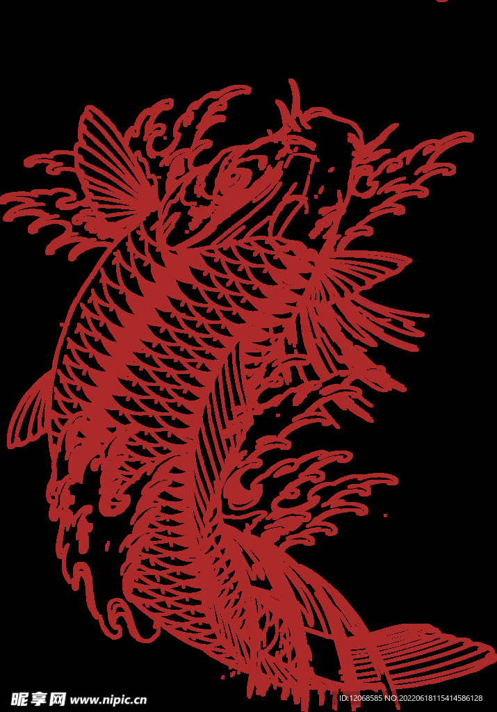 鲤鱼 锦鲤 窗花 传统 花纹