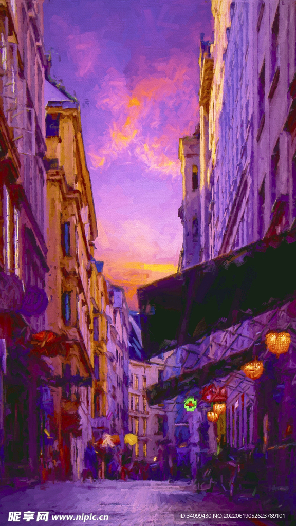  唯美风景油画背景