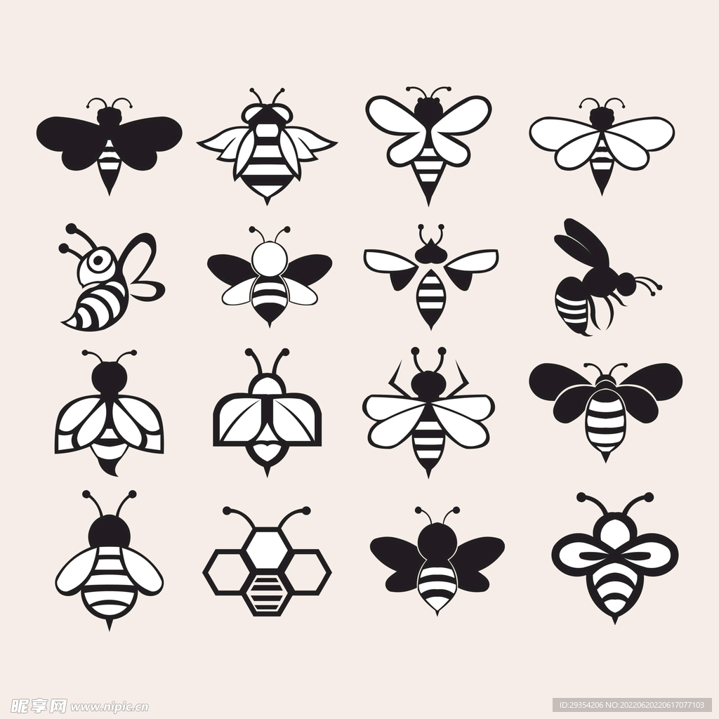 简洁蜜蜂图标图片