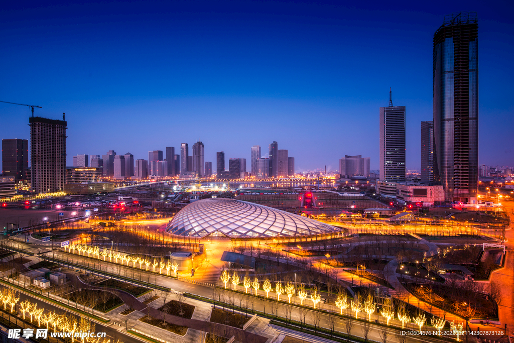 天津滨海新区城市夜景
