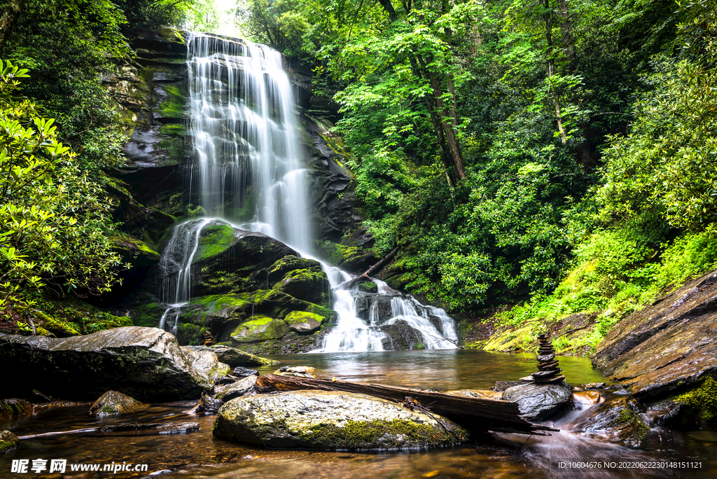 瀑布 溪水 流水 森林 小溪 