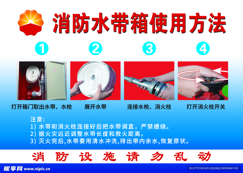 消防水带箱使用方法展板海报