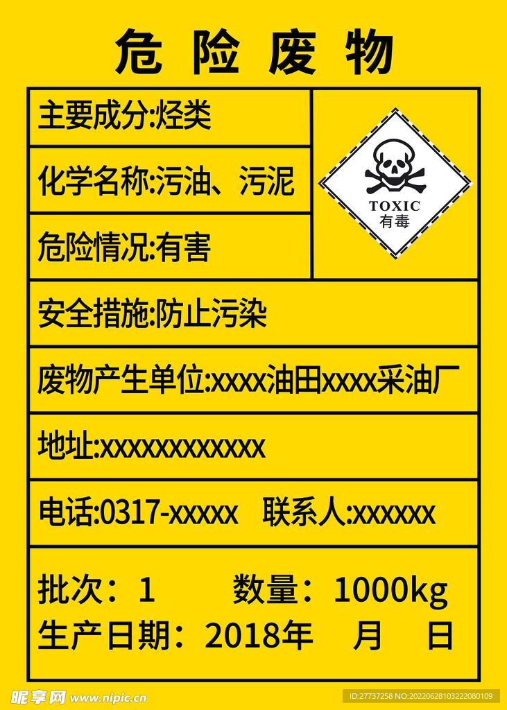 危险废物展板危废表格海报模板