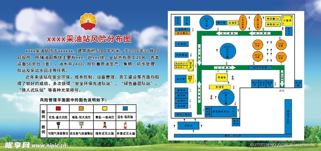 油田采油站风险分布平面图展板