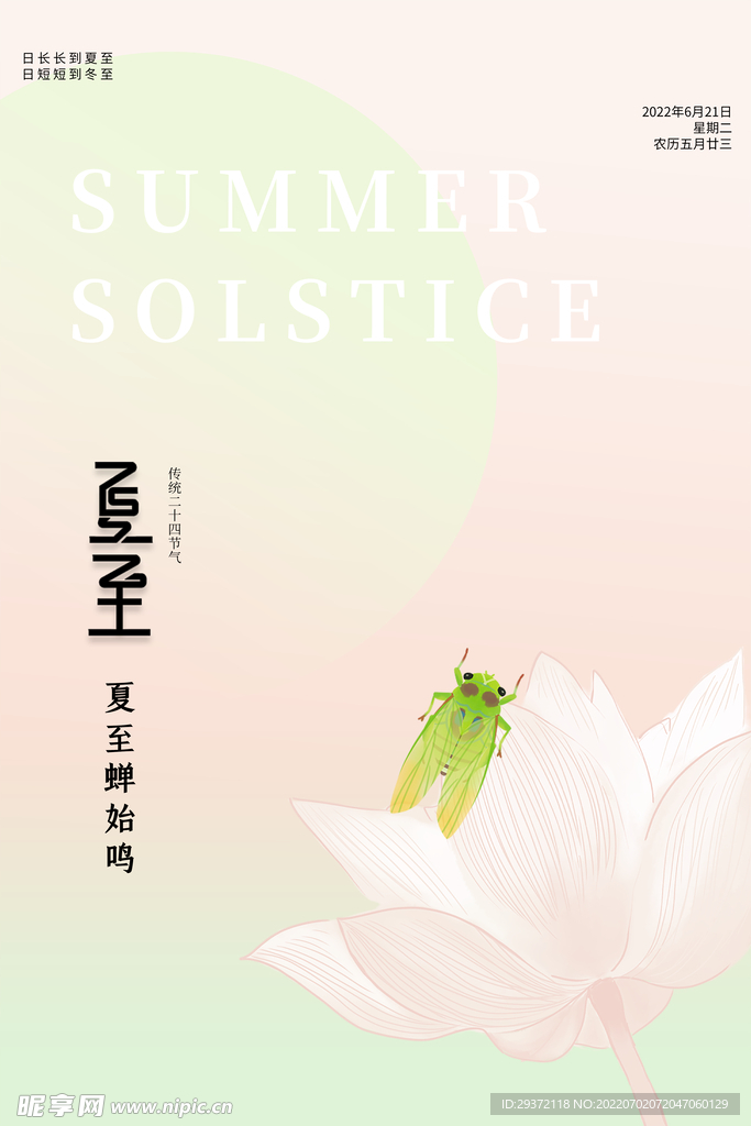 创意大气时尚夏至节日节气海报