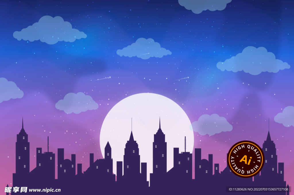 美丽城市夜晚剪影