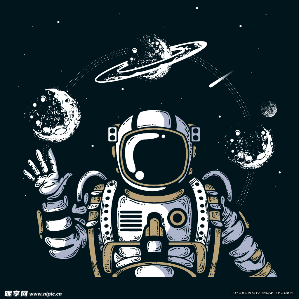 手绘宇航员插画