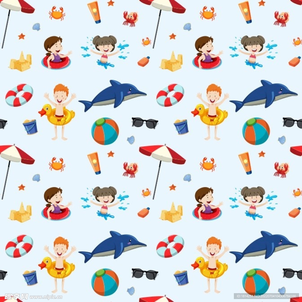 卡通游泳循环图案