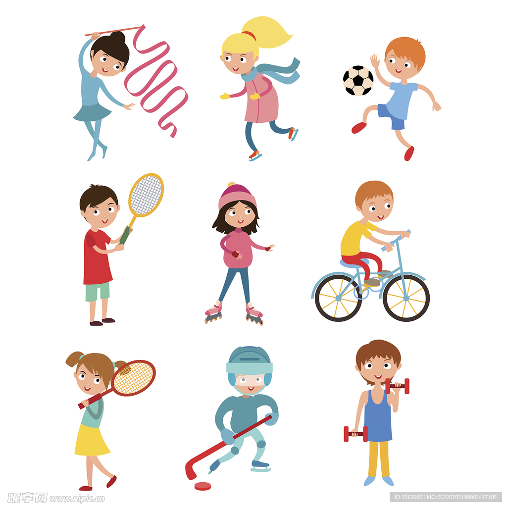 卡通人物插画  年幼的运动员