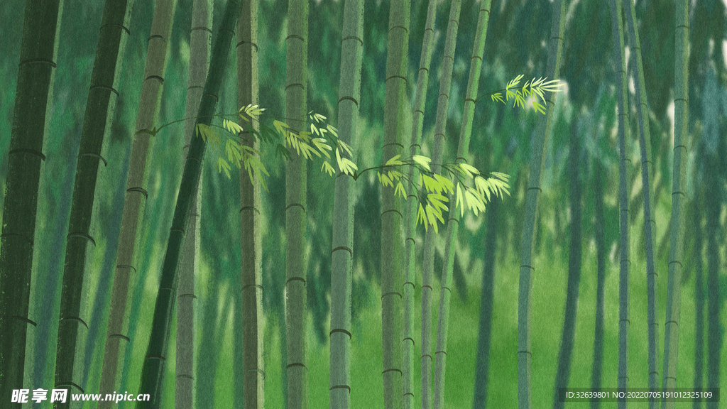 卡通插画  立夏 树林