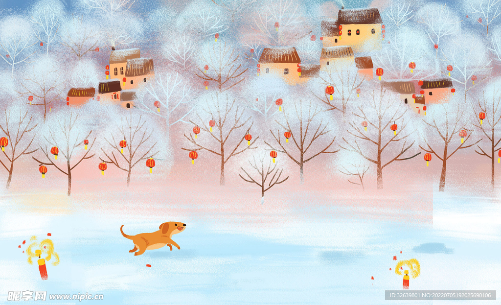  风景插画 小雪
