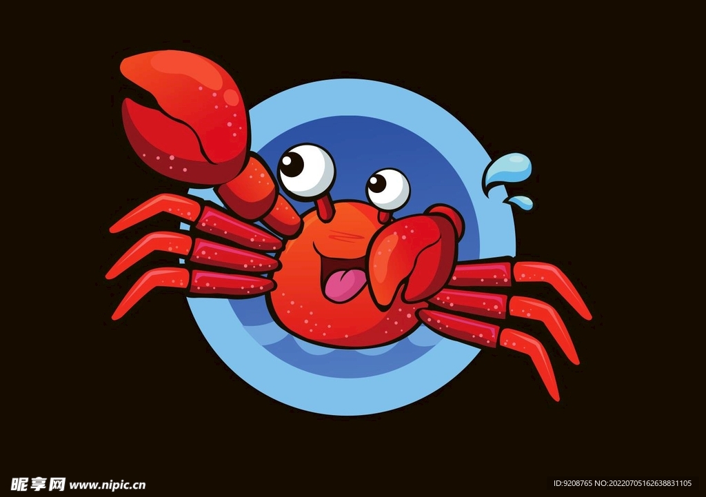螃蟹 卡通 红色