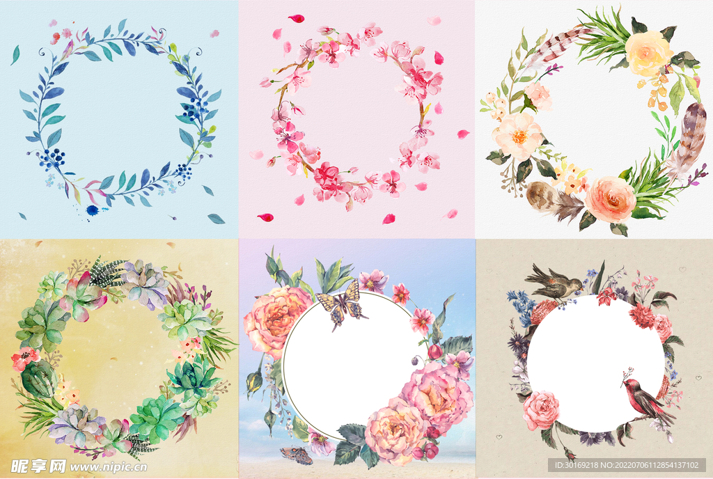 小清新手绘花环