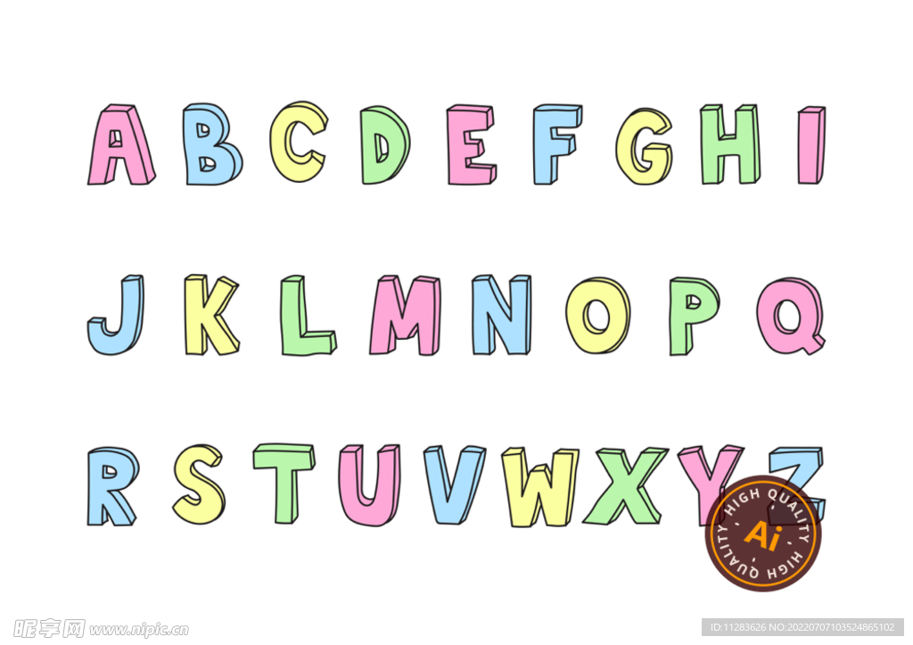 卡通字母艺术字体