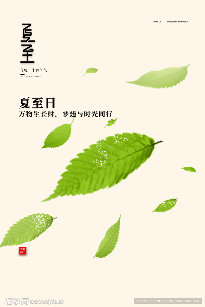 清新简约创意二十四节气夏至节日