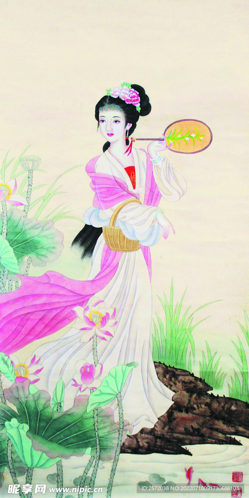 莲花美女图