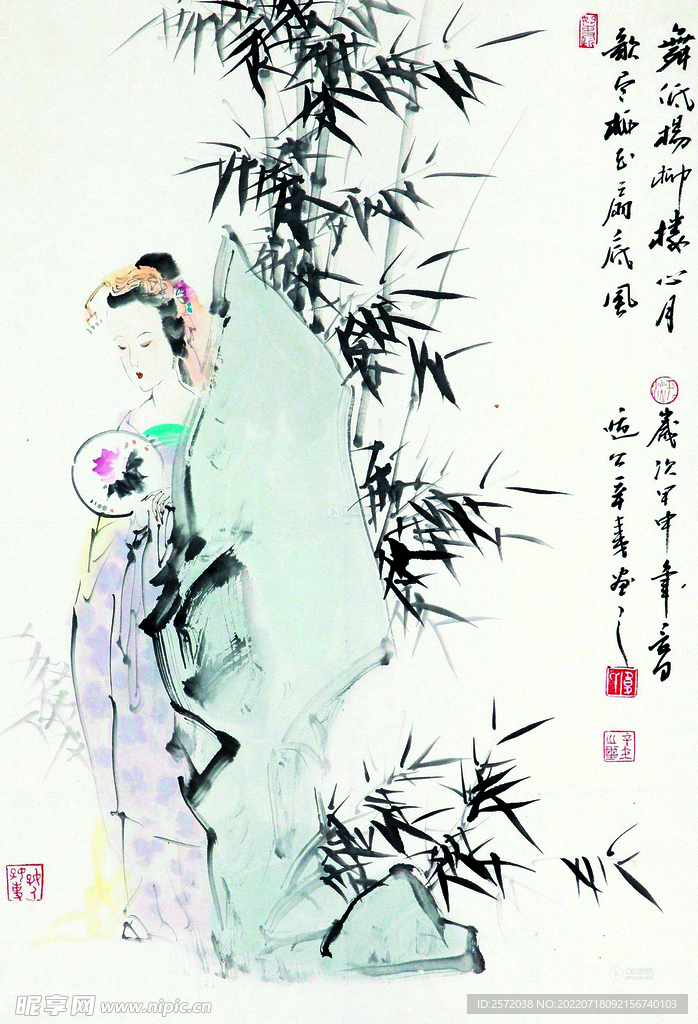 竹林仕女