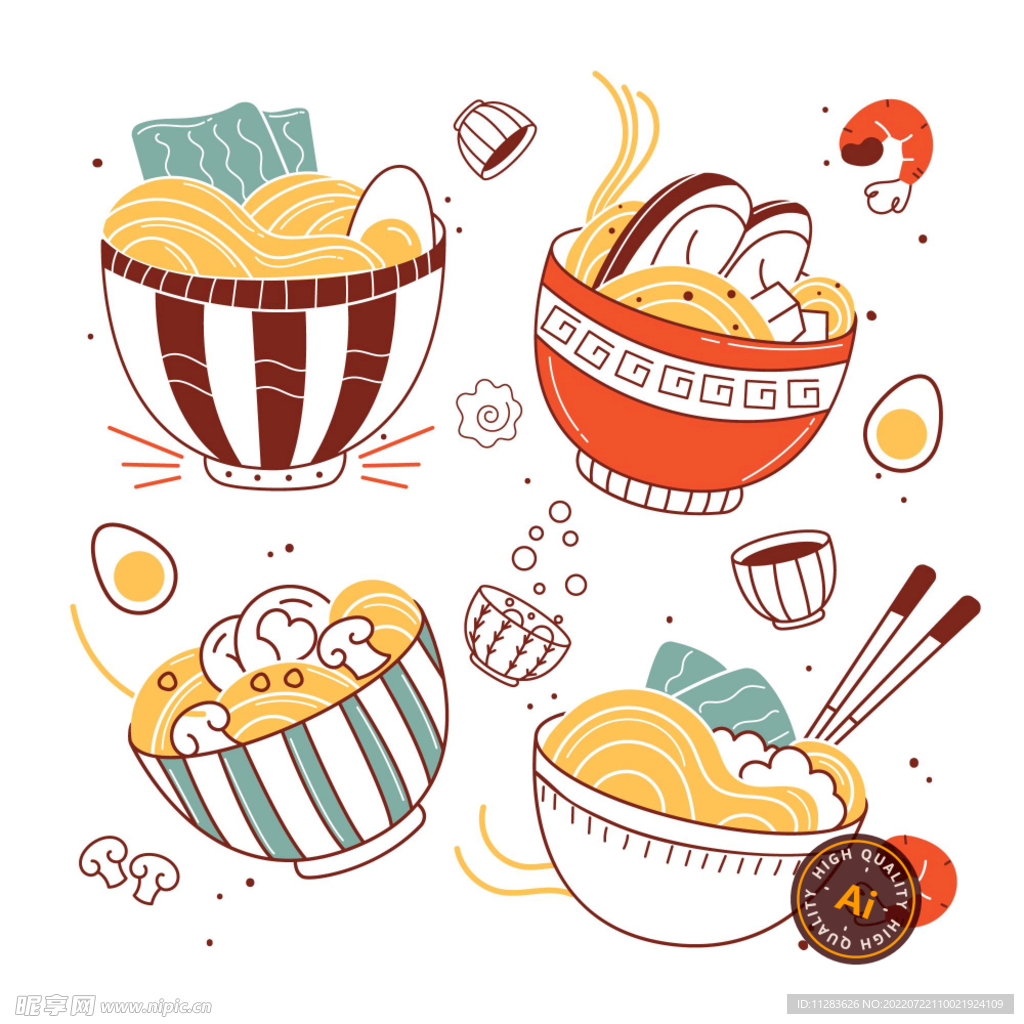 拉面插画素材