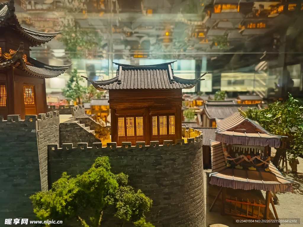 微观建筑模型城墙城楼复古仿古