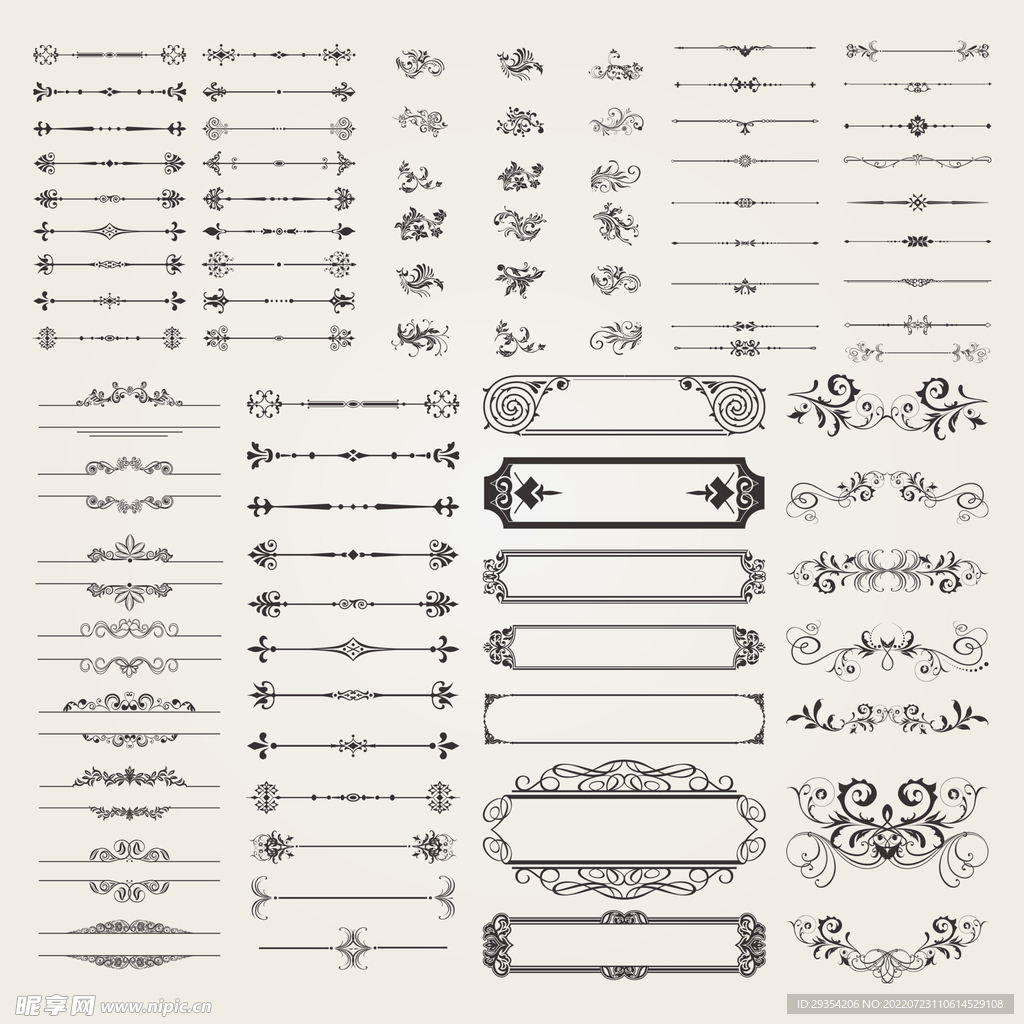 欧式矢量花纹花边边框图片