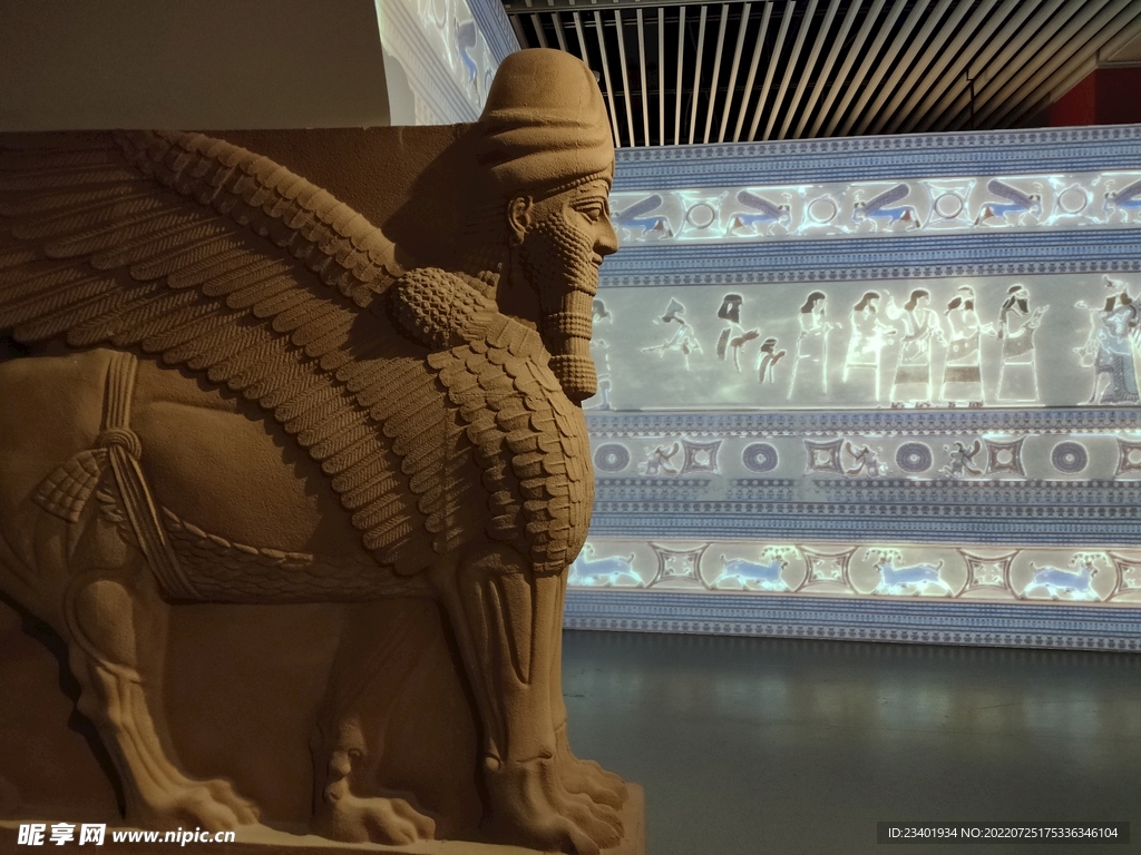 拉玛苏人首公牛像叙利亚文物展览