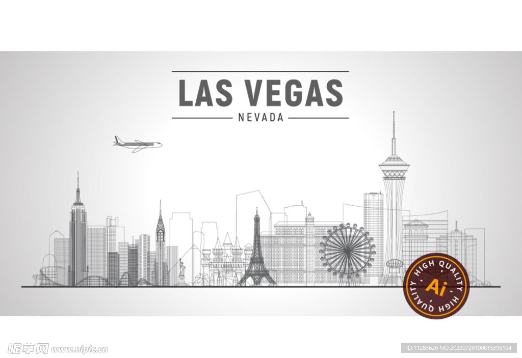 轮廓线城市插画