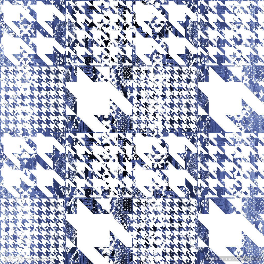 千鸟格  蓝色