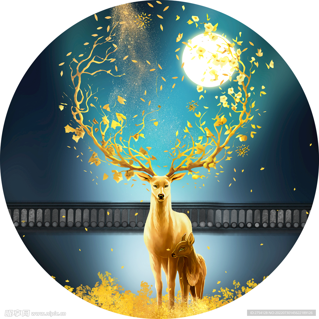 轻奢装饰画 麋鹿