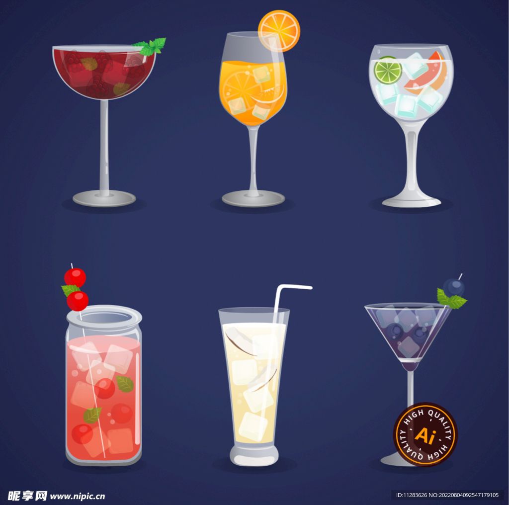 创意鸡尾酒设计矢量素材