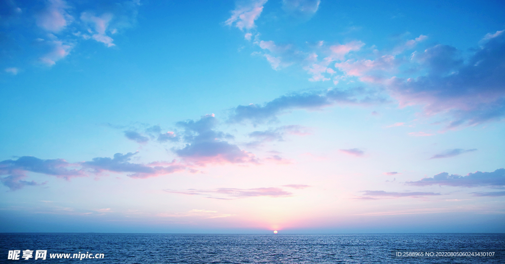 蓝天 夕阳 海洋