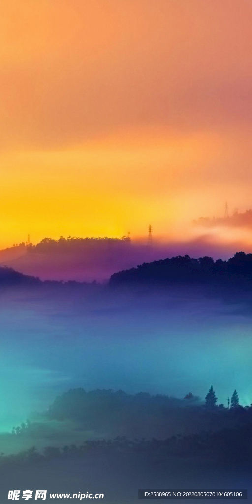 夕阳 天地 山川