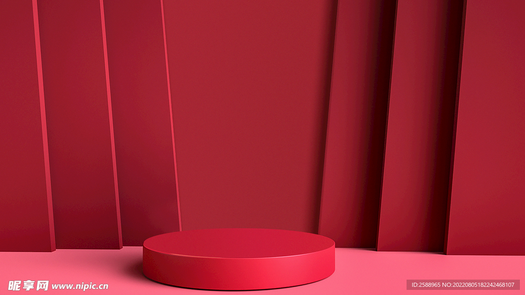 红色背景 c4d场景 质感空间