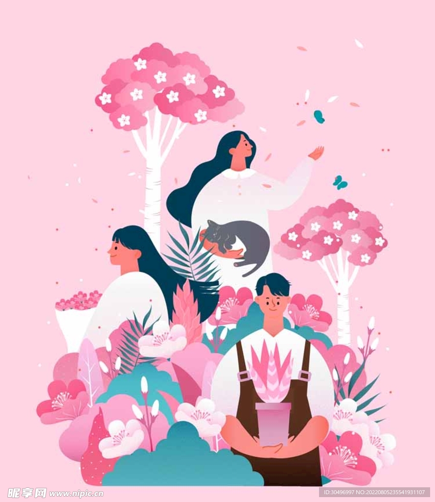 春天插画海报