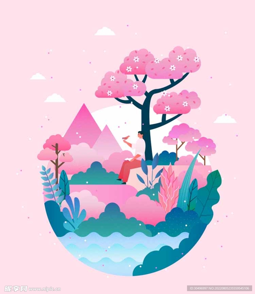 春天插画海报