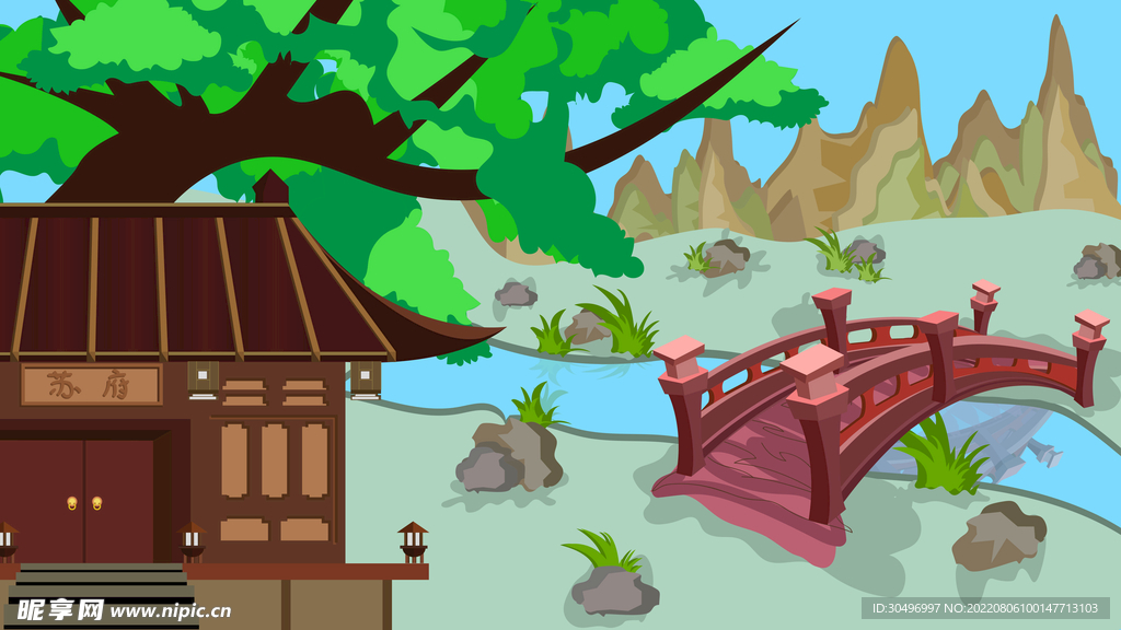 城市地标建筑插画手绘