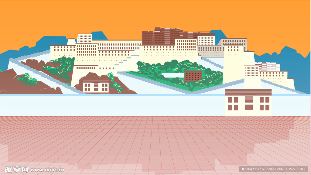 城市地标建筑插画手绘