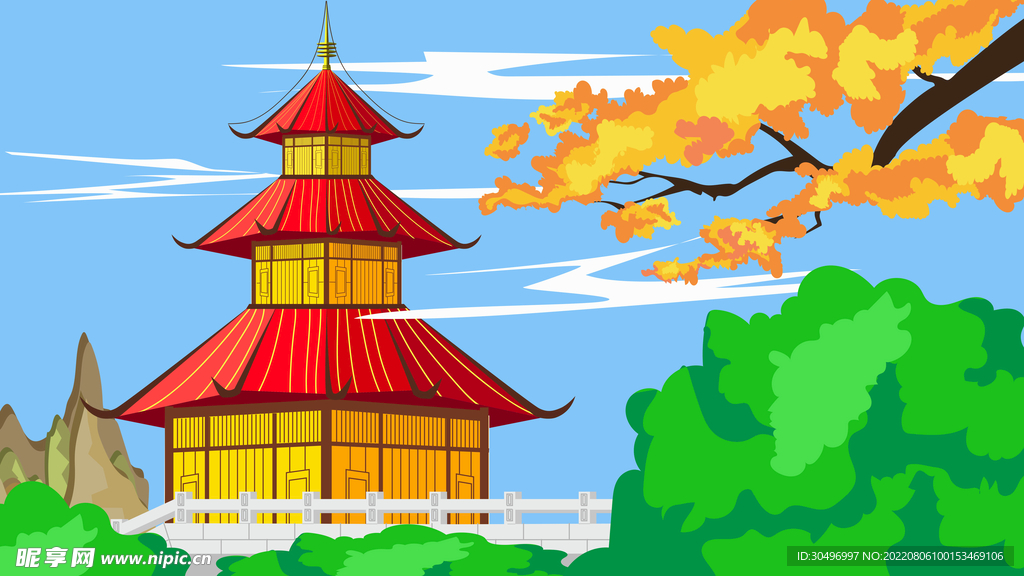 城市地标建筑插画手绘