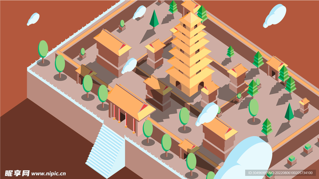 城市地标建筑插画手绘