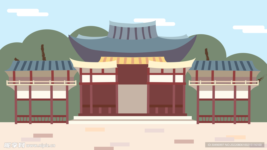 城市地标建筑插画手绘