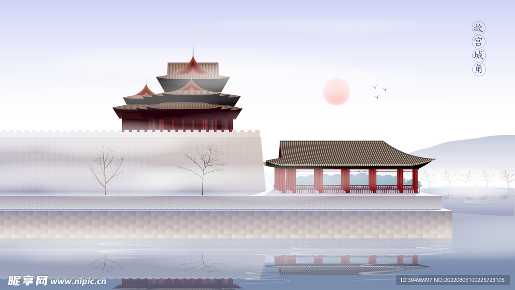 城市地标建筑插画手绘