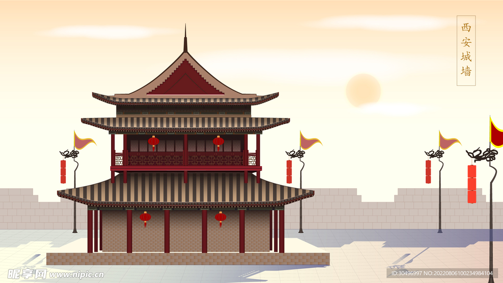 城市地标建筑插画手绘