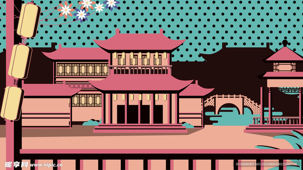 城市地标建筑插画手绘