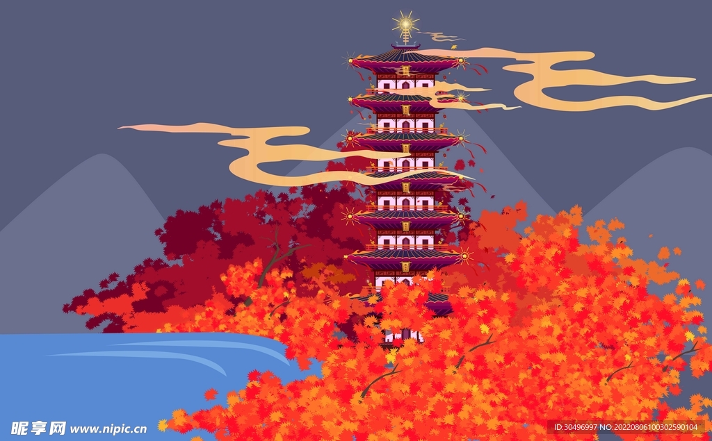 城市地标建筑插画手绘