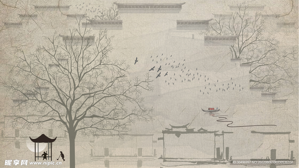 城市地标建筑插画手绘