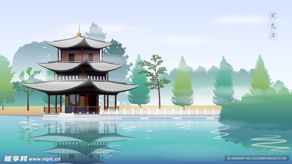 城市地标建筑插画手绘