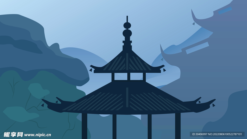 城市地标建筑插画手绘