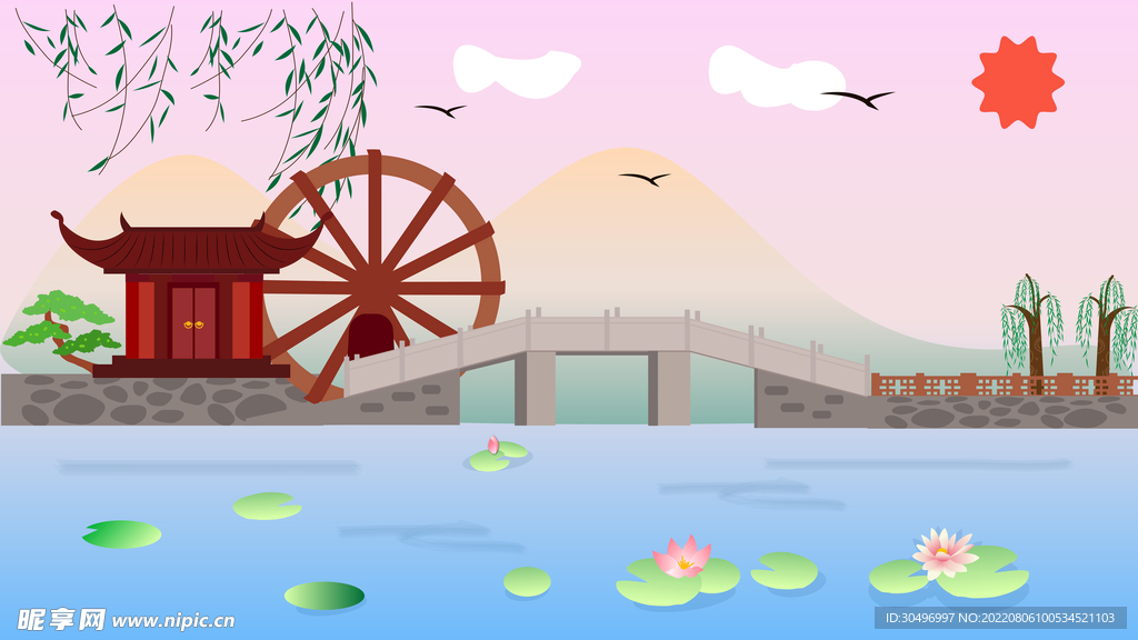 城市地标性建筑插画手绘